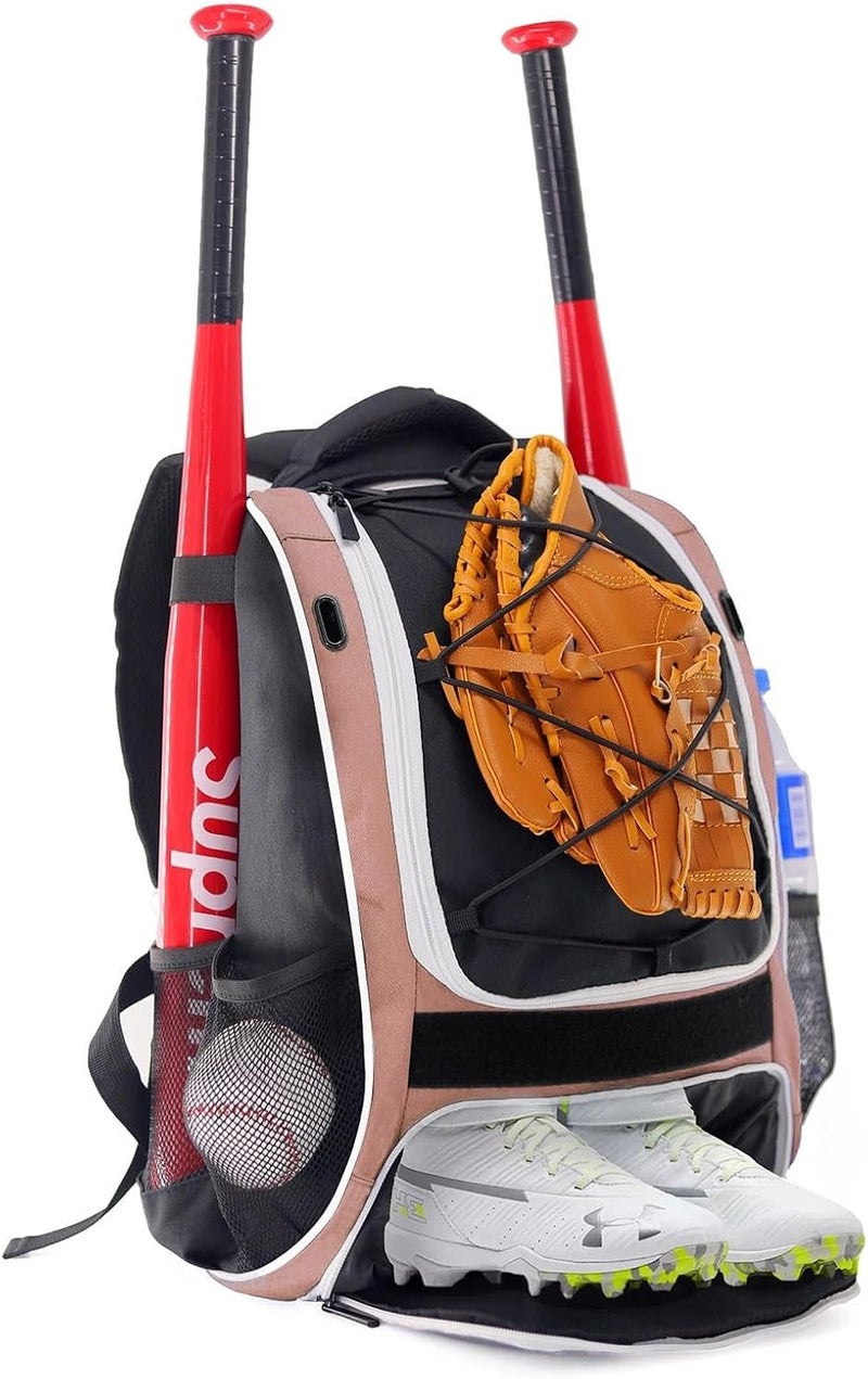 WOLT Youth Baseball Bag - Bat Backpack for Baseball, T-Ball & Softball Equipment & Gear, Bat & Glove Holder, Large Main Compartment for Helmet & accessories, Separate Shoes Compartment, Fence Hook - Image 1